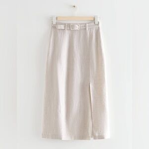 & Other Stories Cream Pencil Skirt with Belt